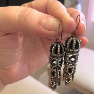 Chloe + Isabel Antique Gold and Clear Crystal Vintage Drop Earrings